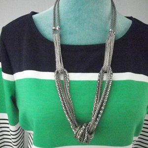 Fashion Gunmetal Multi-Strand Necklace 15"